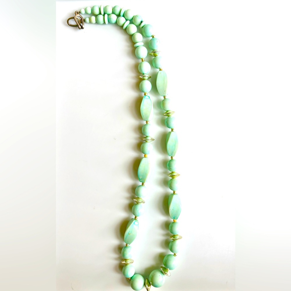 Vintage Mint Green Long Beaded Necklace
